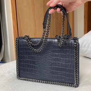 Genuine Croc Leather and Suede shoulder hand bag with Chain